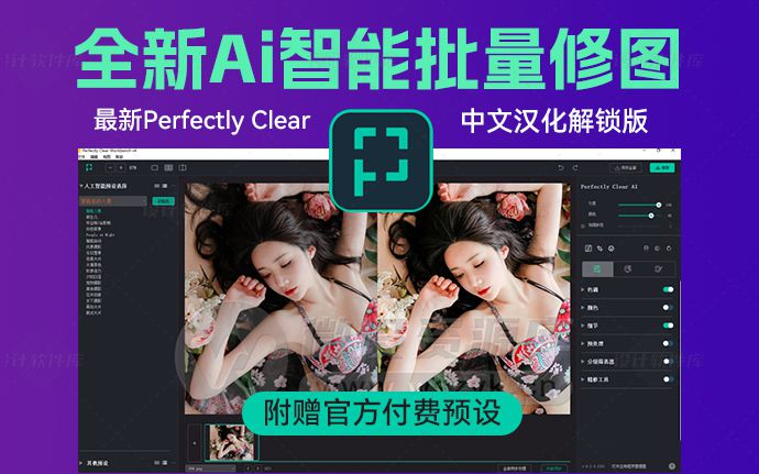 全新AI全自动批量修图软件Perfectly Clear 4.6.1 汉化版+官方25套付费预设（240705）
