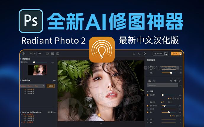 2025全新智能AI图像处理软件 Radiant Photo 2.0 中文版，可作为PS插件使用（241010）